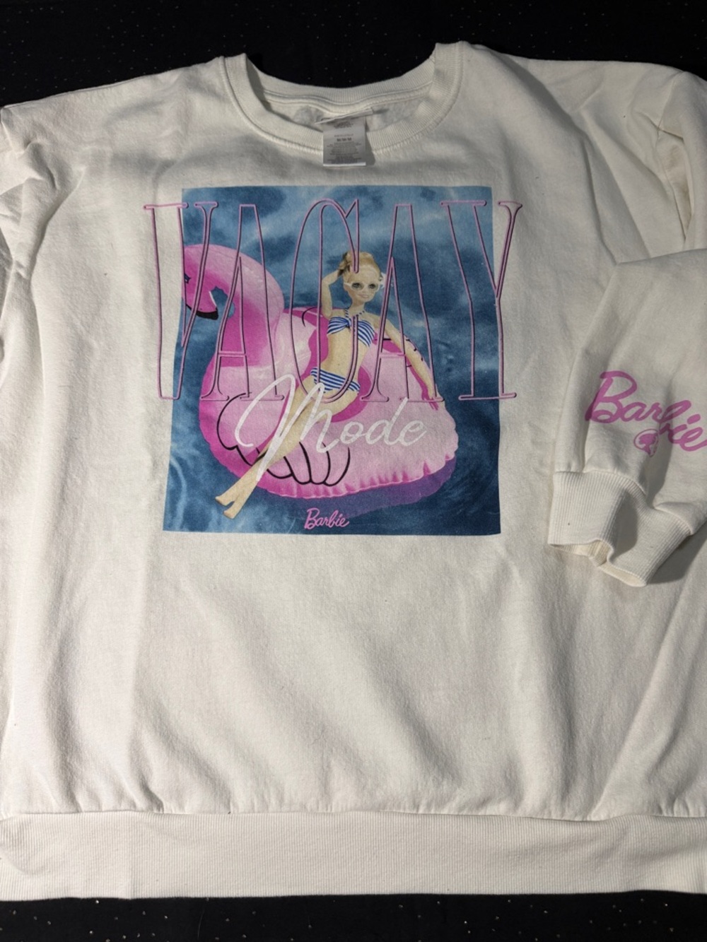 Barbie White Sweatshirt with Pink & Blue Vacay Graphic
